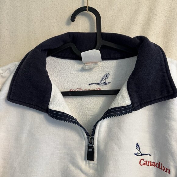 VTG 1999 Canadian Airlines Logo Crewneck Half Zip Sweatshirt Pullover Men L Fit - Picture 6 of 10